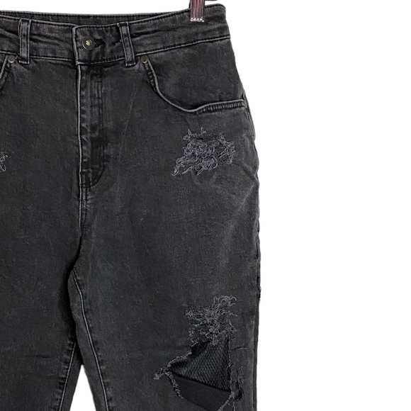 The Ragged Priests High Rise Slim Straight Leg Black Jeans Distressed Ripped 30 - Picture 6 of 15